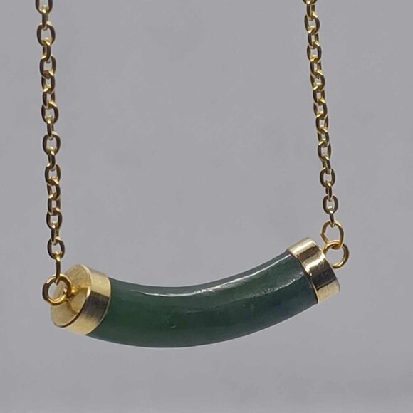 Double-Linked BC Nephrite Jade Necklace - Picture 2 of 2